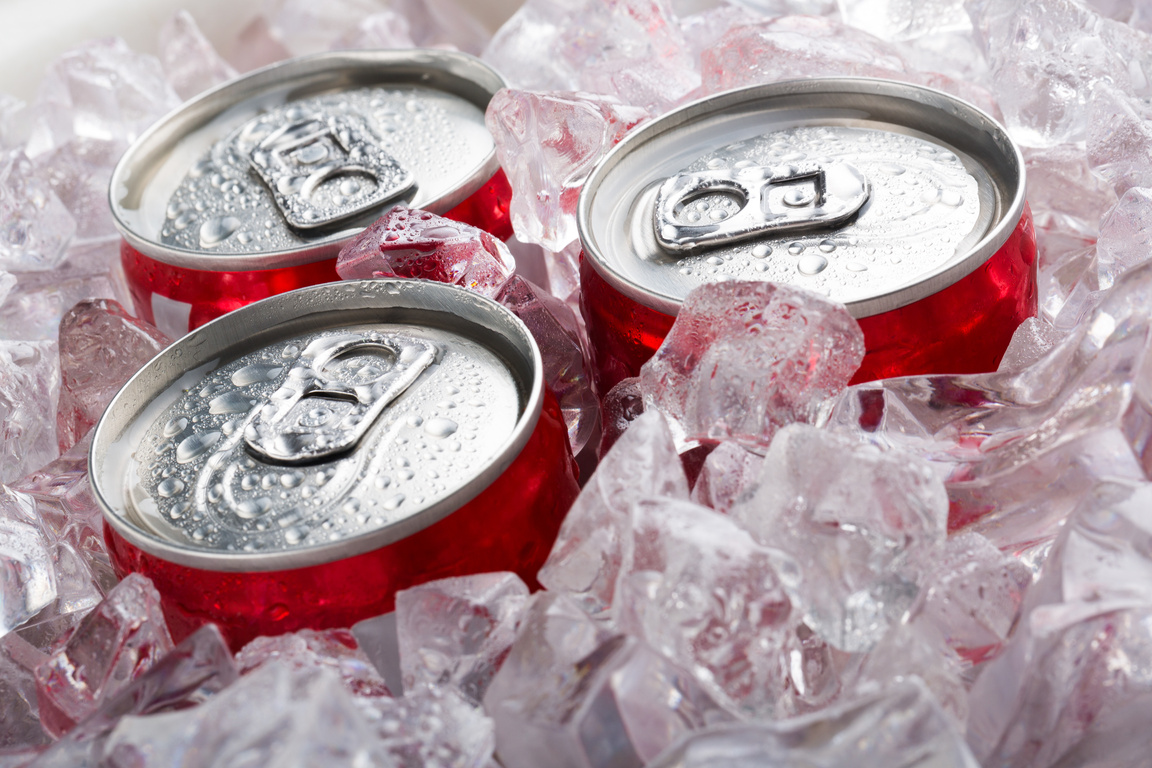 soda cans covered in ice